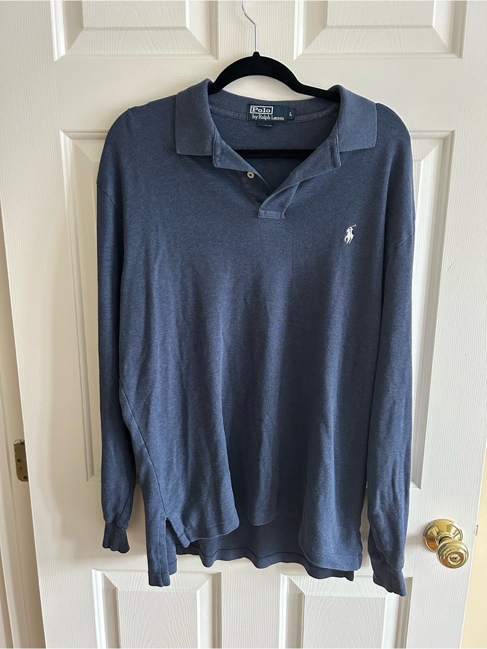 Polo by Ralph Lauren Long-Sleeve Polo Shirt - Slate Blue with White Logo